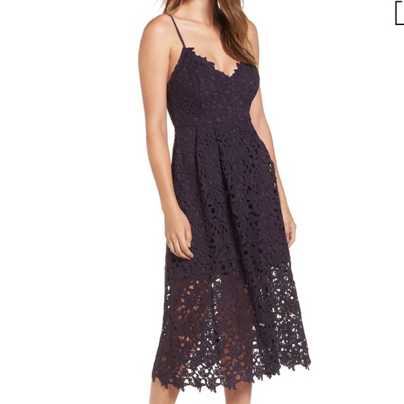 astr the label lace midi dress wine